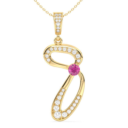 Pink Topaz Infinity Swirl Pendant - Yellow