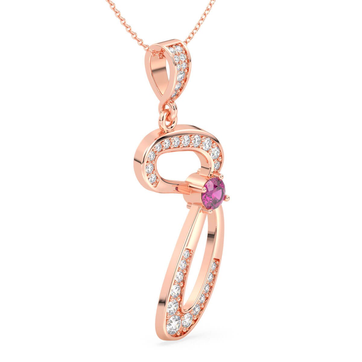 Pink Topaz Infinity Swirl Pendant - Rose