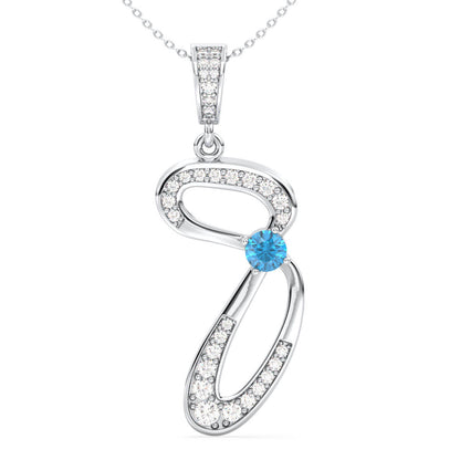 Swiss Blue Topaz Infinity Swirl Pendant - White