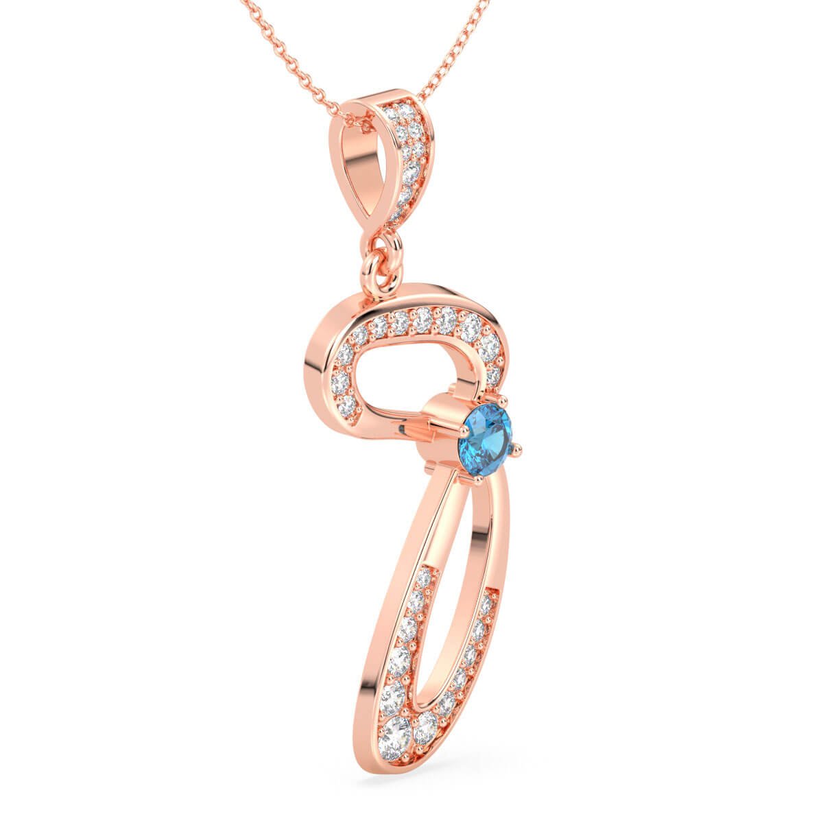 Swiss Blue Topaz Infinity Swirl Pendant - Rose