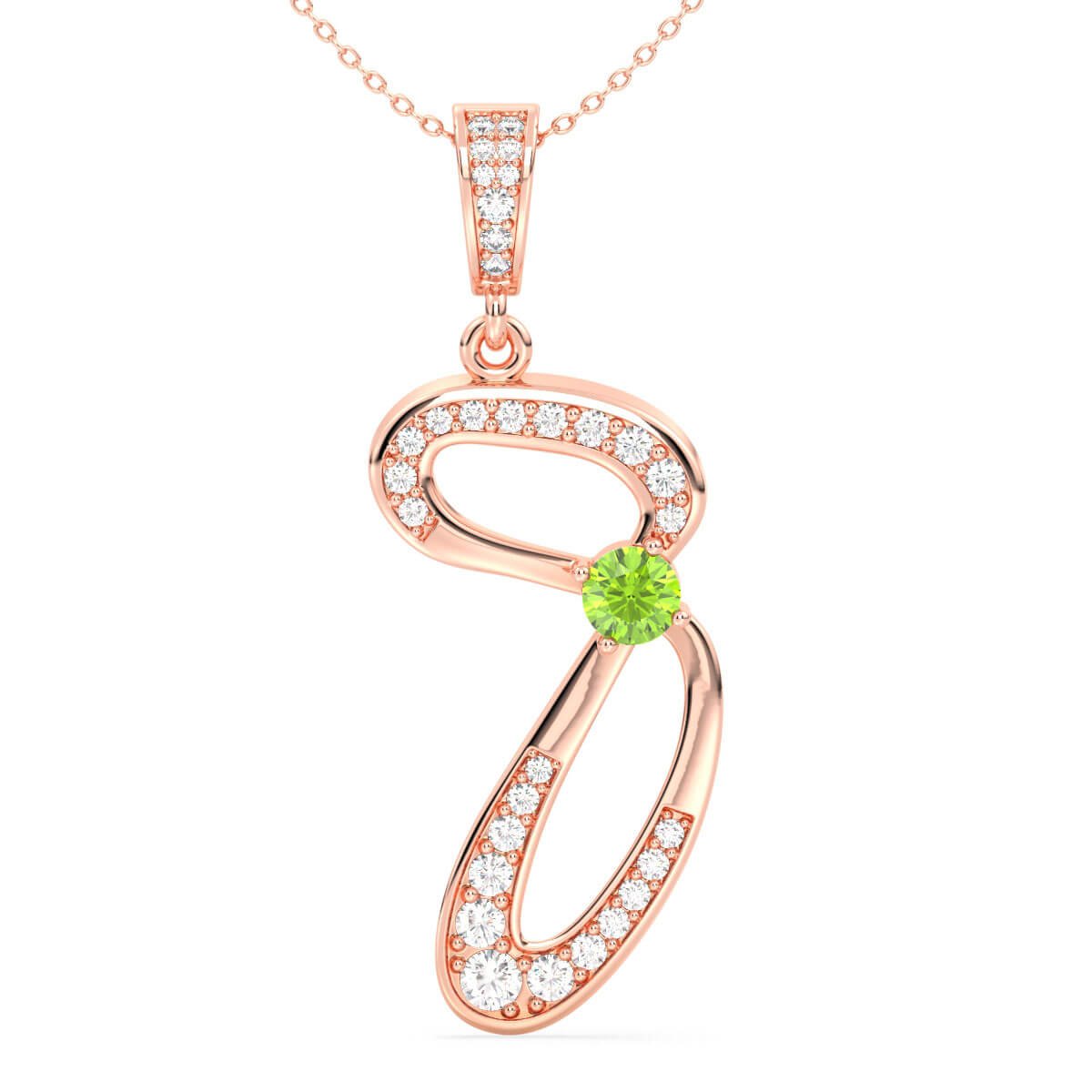 Peridot Infinity Swirl Pendant -Rose