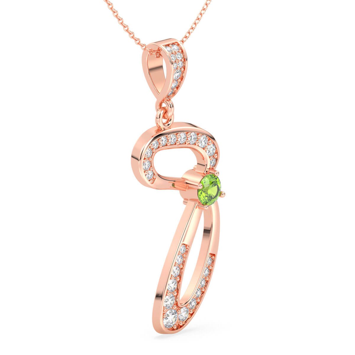 Peridot Infinity Swirl Pendant -Rose