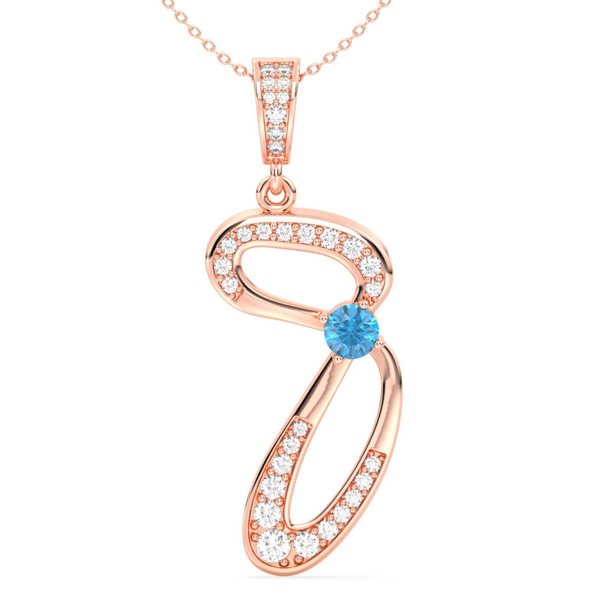 Swiss Blue Topaz Infinity Swirl Pendant - Rose