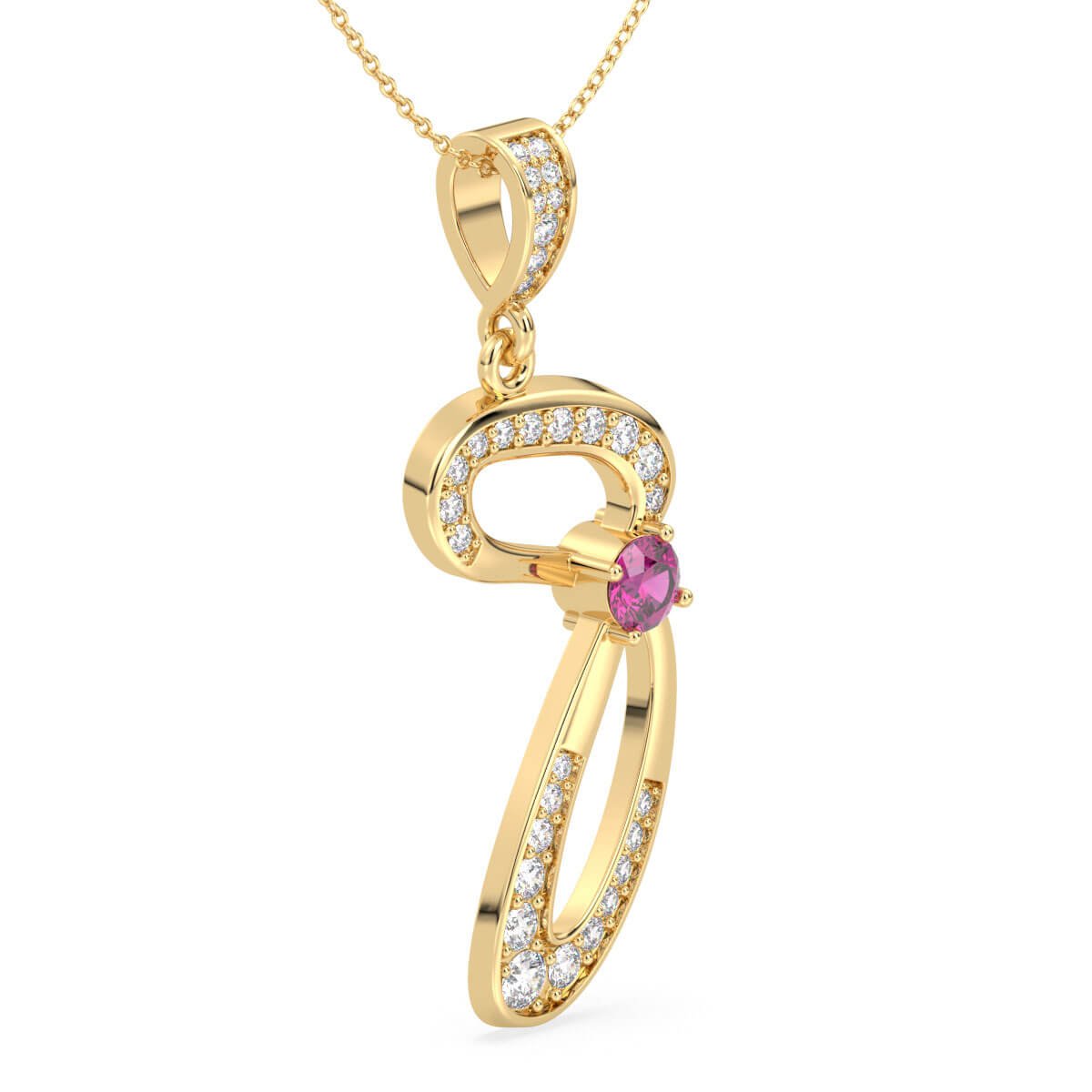 Pink Topaz Infinity Swirl Pendant - Yellow