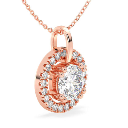 Lab Grown Diamond Halo Pendant  in Rose Gold