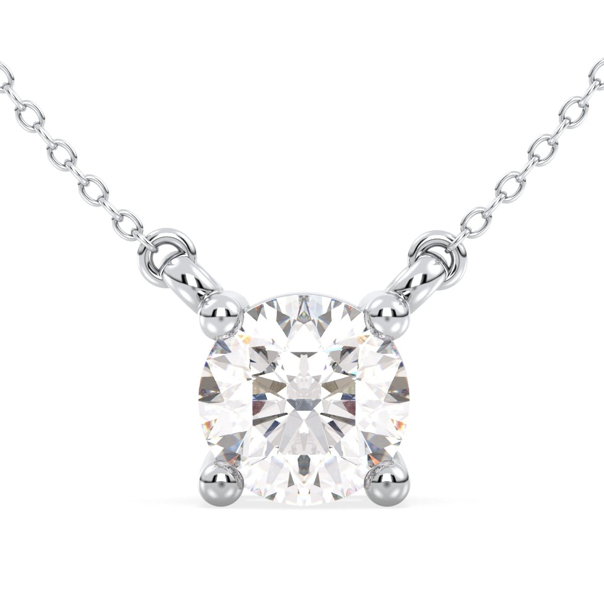 Round Solitaire Lab Grown Diamond Pendant in White Gold