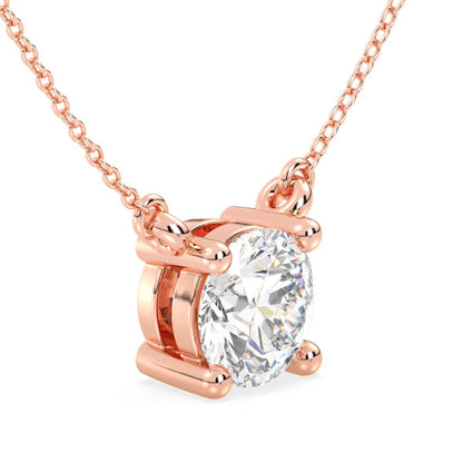 Round Solitaire Lab Grown Diamond Pendant  in Rose Gold