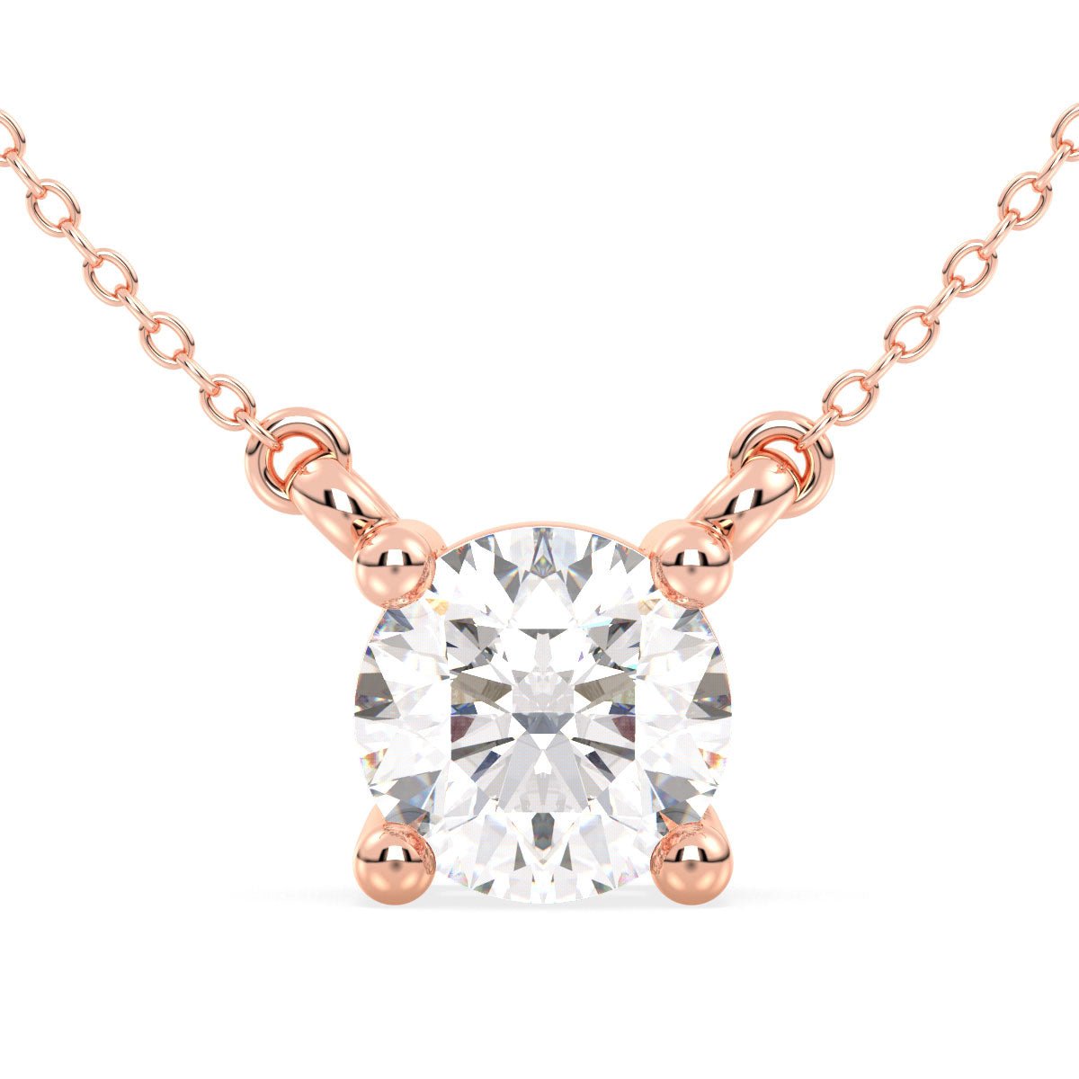 Round Solitaire Lab Grown Diamond Pendant  in Rose Gold