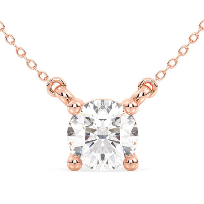 Round Solitaire Lab Grown Diamond Pendant  in Rose Gold