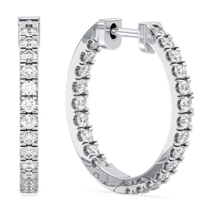 Lab Grown Diamond Hoop Earrings in White Gold