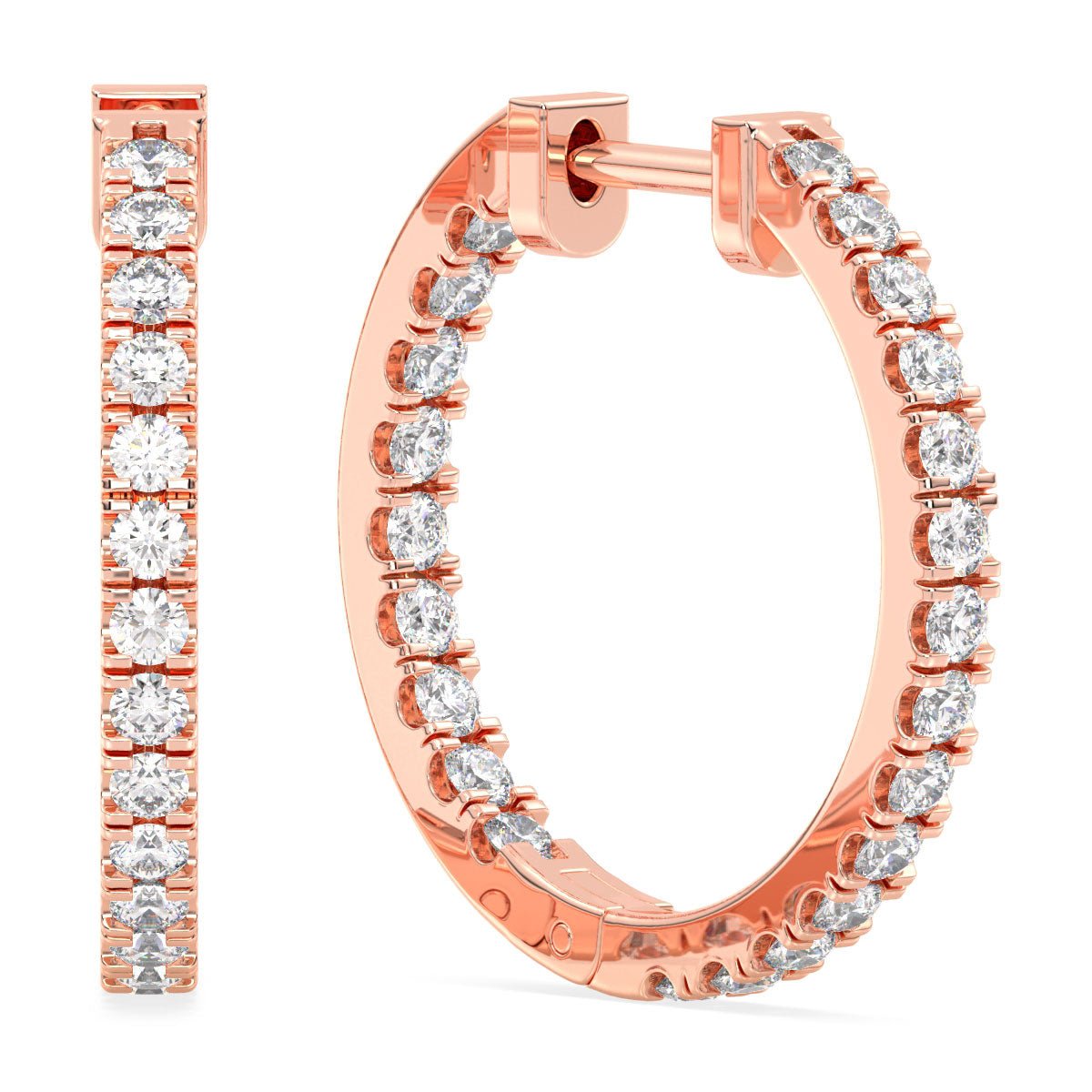 Lab Grown Diamond Hoop Earrings in Rose Gold