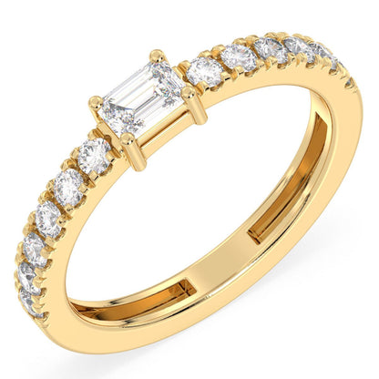 Breathtaking Half Eternity Band Ring in Yellow Gold-Lab Grown Diamonds