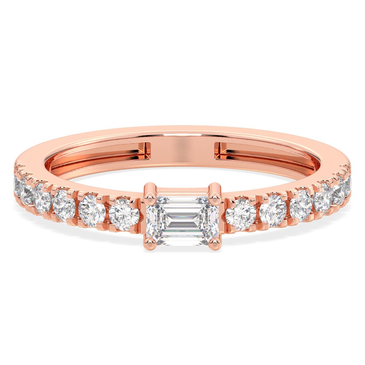 Breathtaking Half Eternity Band Ring in Rose Gold-Lab Grown Diamond