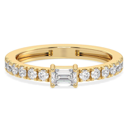 Breathtaking Half Eternity Band Ring in Yellow Gold-Lab Grown Diamonds