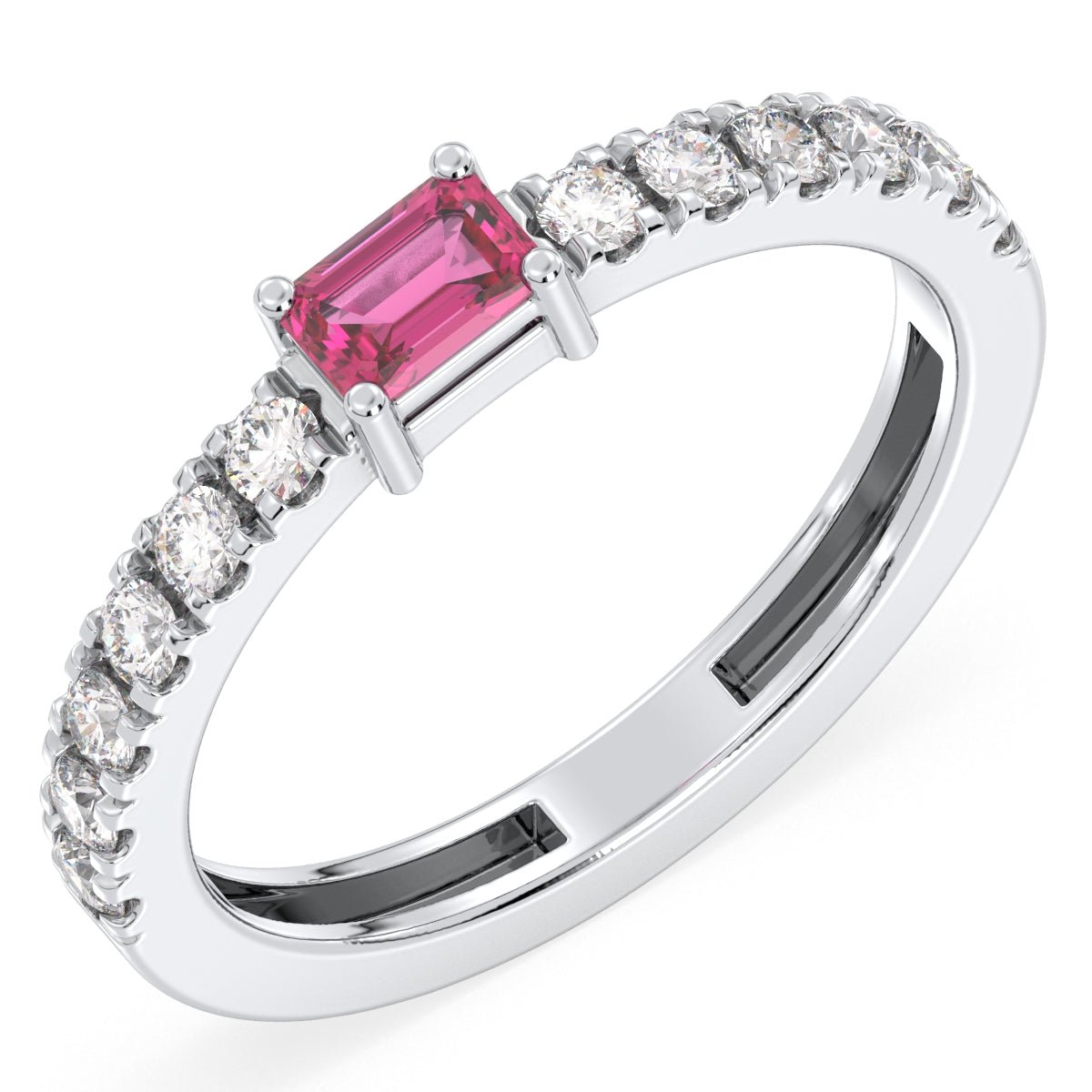 Breathtaking Half Eternity Band Ring in White Gold-Lab Grown Pink Sapphire