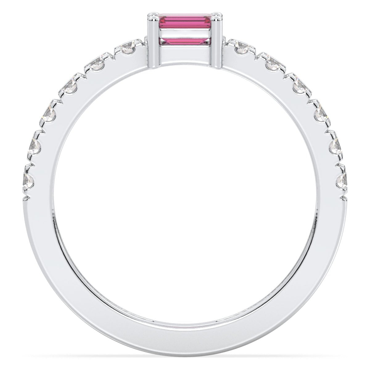 Breathtaking Half Eternity Band Ring in White Gold-Lab Grown Pink Sapphire