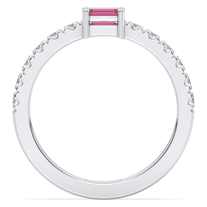 Breathtaking Half Eternity Band Ring in White Gold-Lab Grown Pink Sapphire