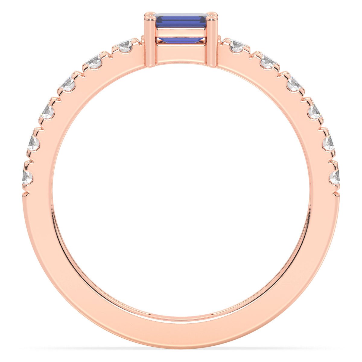 Breathtaking Half Eternity Band Ring in Rose Gold-Lab Grown Blue Sapphire