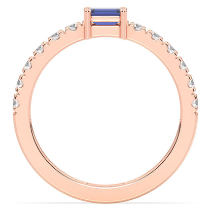 Breathtaking Half Eternity Band Ring in Rose Gold-Lab Grown Blue Sapphire