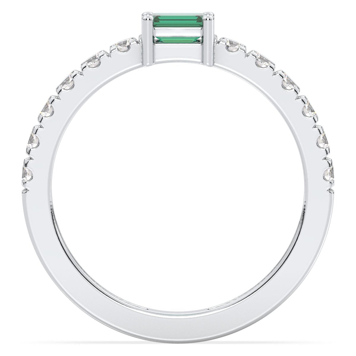 Breathtaking Half Eternity Band Ring in White Gold-Lab Grown Emerald