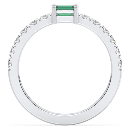 Breathtaking Half Eternity Band Ring in White Gold-Lab Grown Emerald