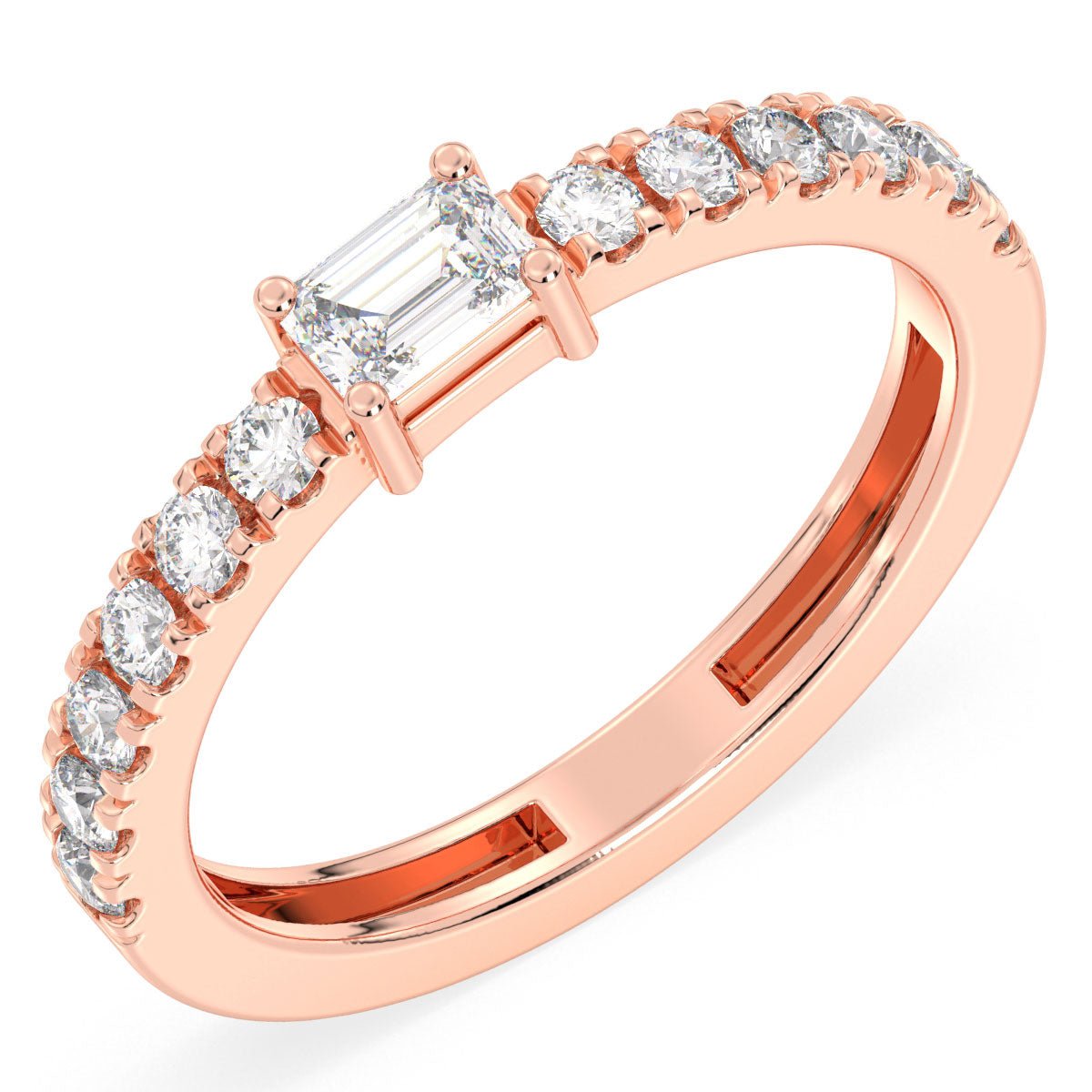 Breathtaking Half Eternity Band Ring in Rose Gold-Lab Grown Diamond