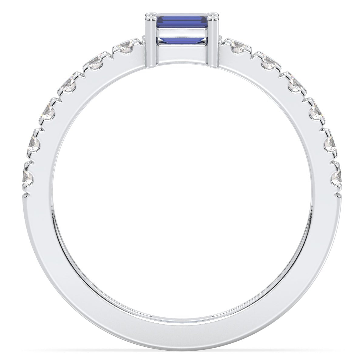 Breathtaking Half Eternity Band Ring in White Gold-Lab Grown Blue Sapphire