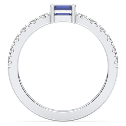 Breathtaking Half Eternity Band Ring in White Gold-Lab Grown Blue Sapphire