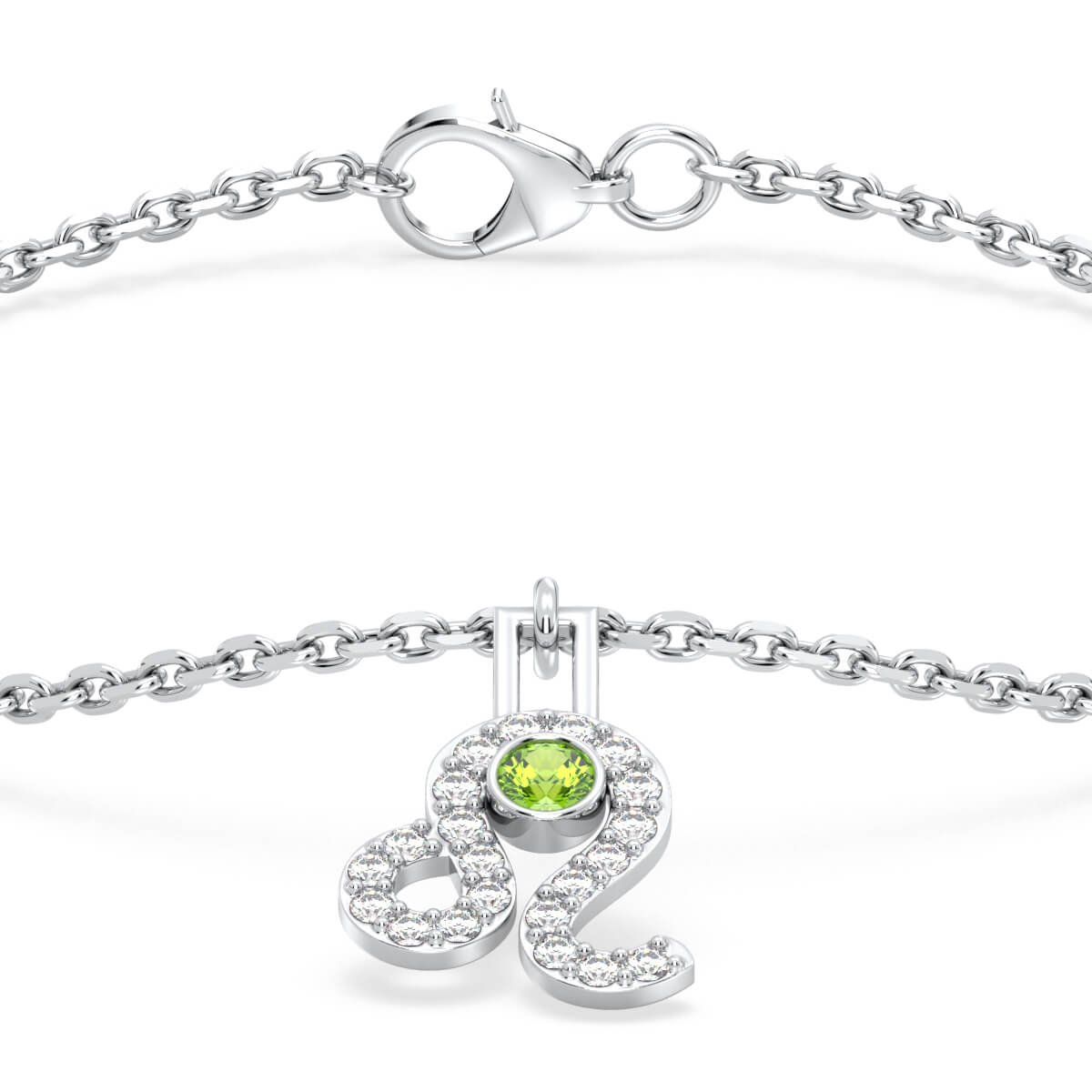 Leo Zodiac Peridot Bracelet - White