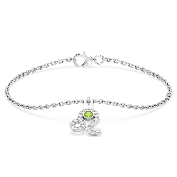 Leo Zodiac Peridot Bracelet - White