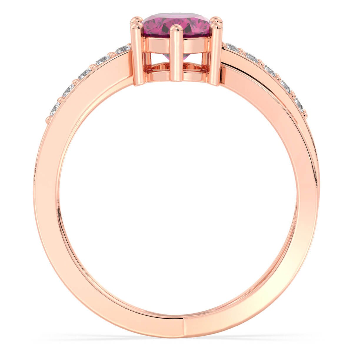 Moissanite dazzling fire Cross-over Pink Topaz Ring - Rose