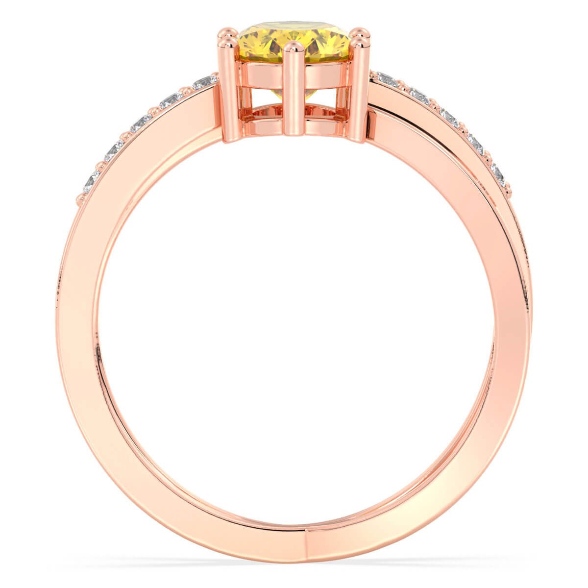 Moissanite dazzling fire Cross-over Citrine Ring - Rose