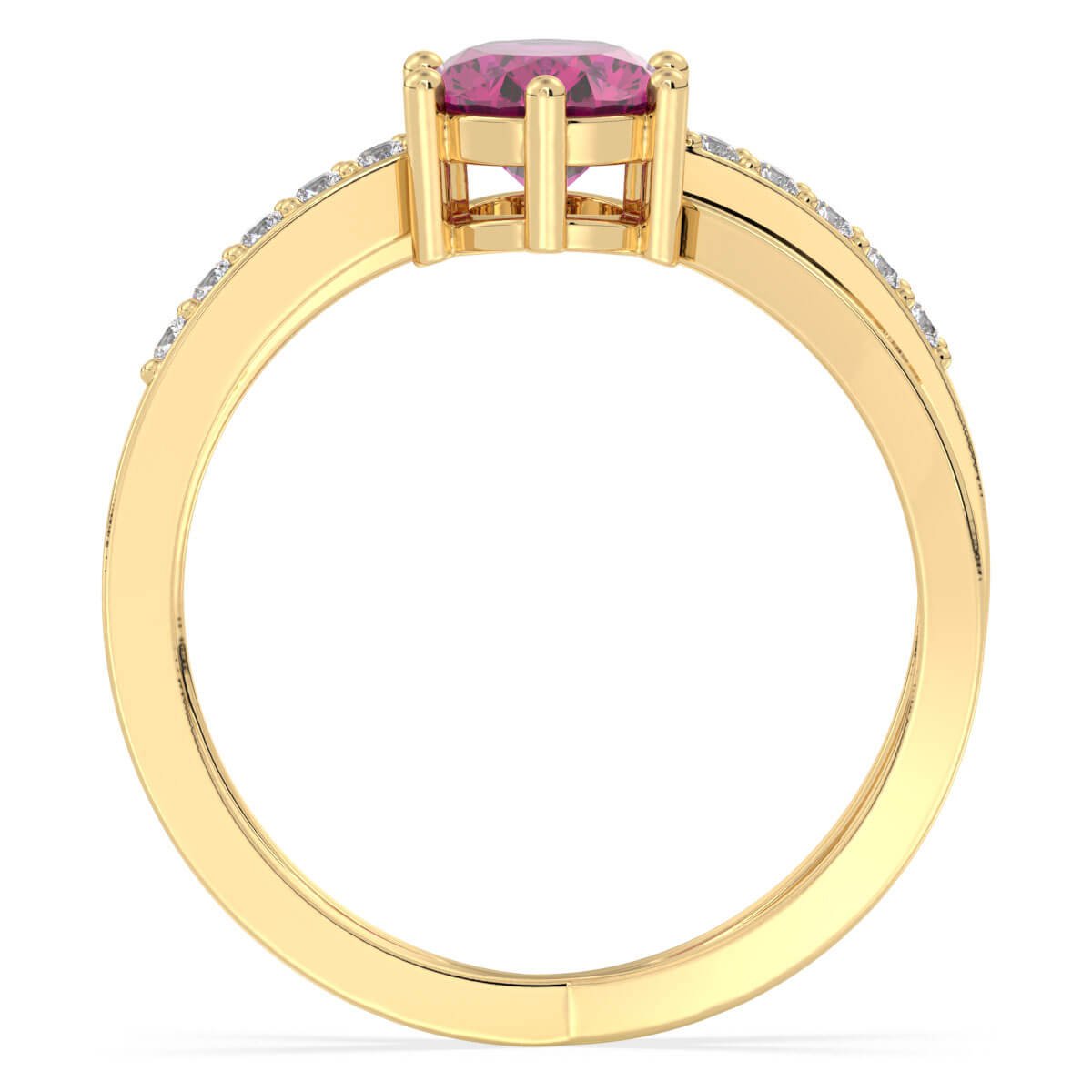 Moissanite dazzling fire Cross-over Pink Topaz Ring - Yellow