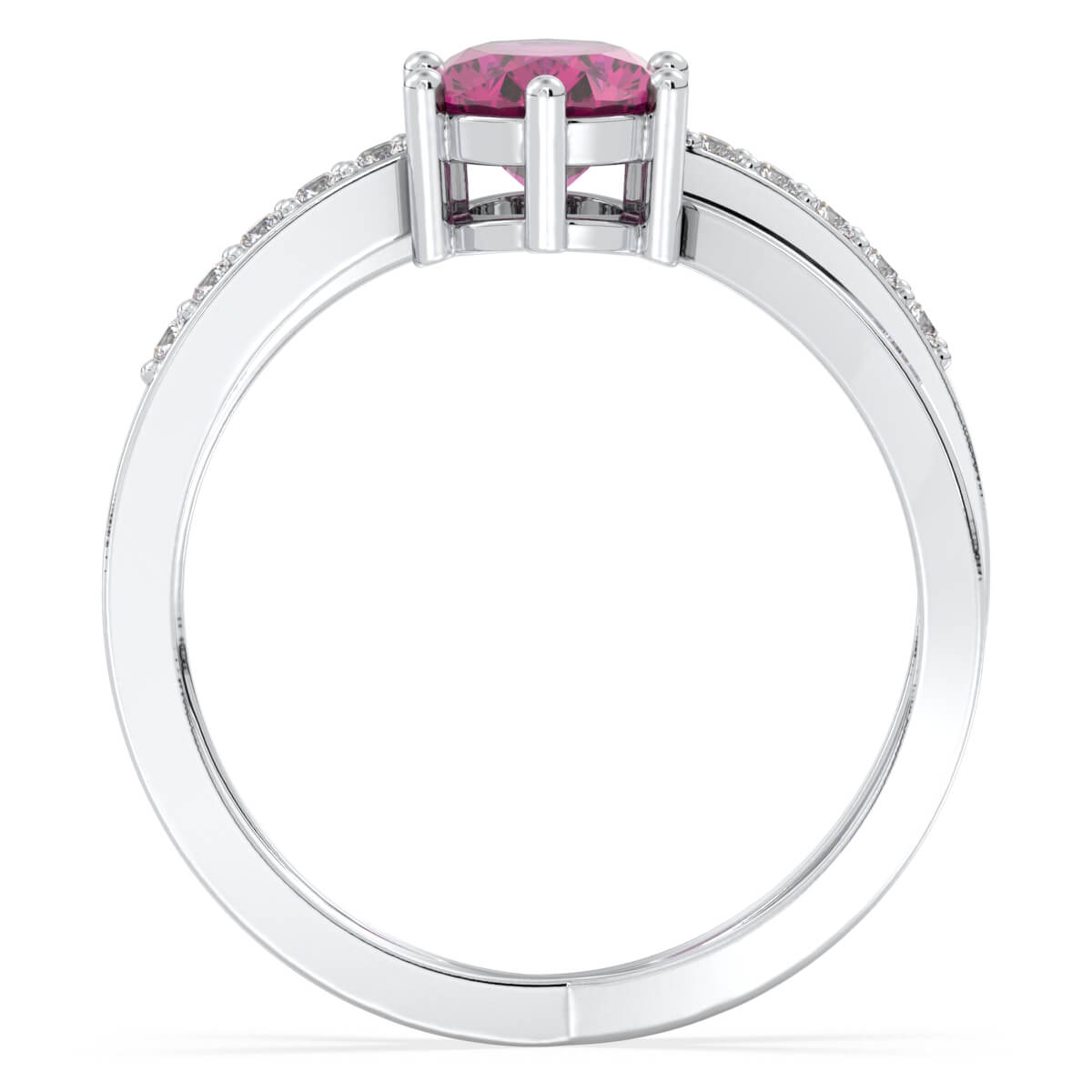 Moissanite dazzling fire Cross-over Pink Topaz Ring - White