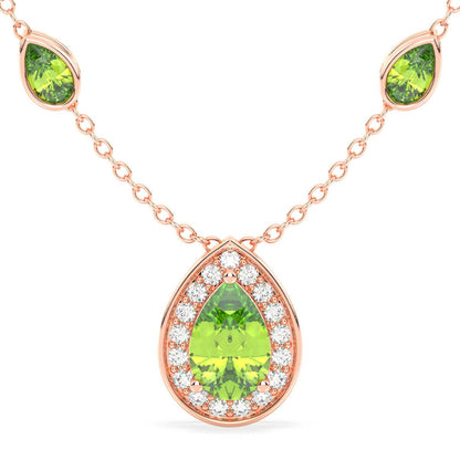 Pear Shaped Peridot Pendant- Rose