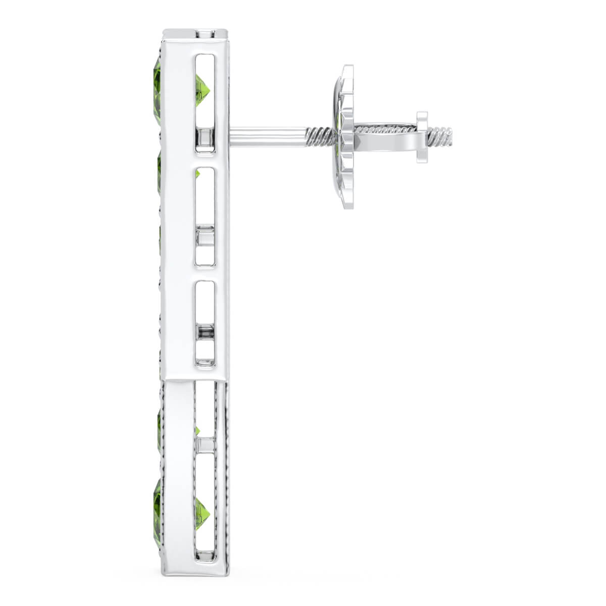 Peridot Double Bar Earrings-White