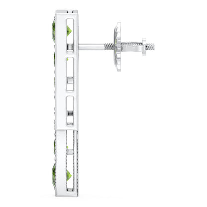 Peridot Double Bar Earrings-White