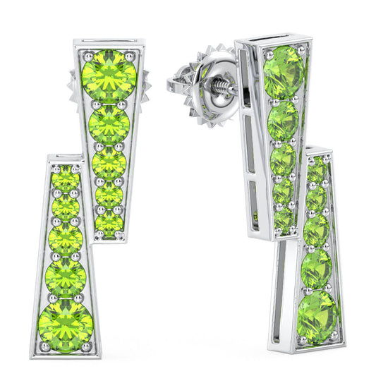 Peridot Double Bar Earrings-White