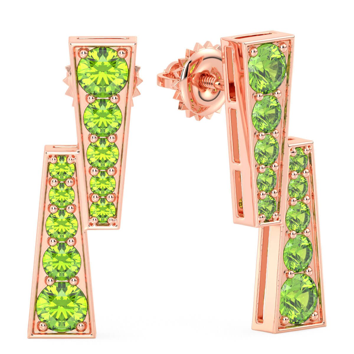 Peridot Double Bar Earrings-Rose