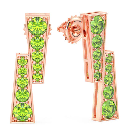 Peridot Double Bar Earrings-Rose