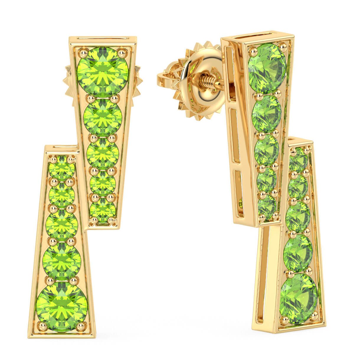 Peridot Double Bar Earrings-Yellow