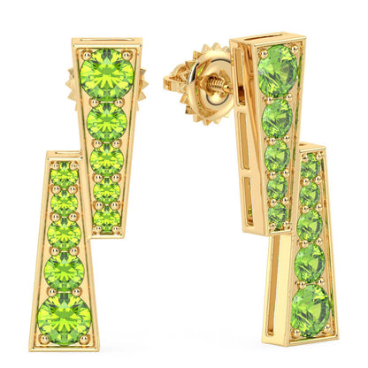 Peridot Double Bar Earrings-Yellow