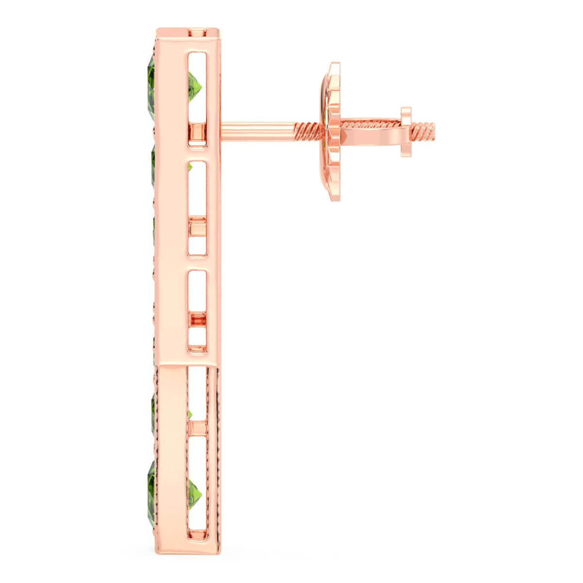 Peridot Double Bar Earrings-Rose