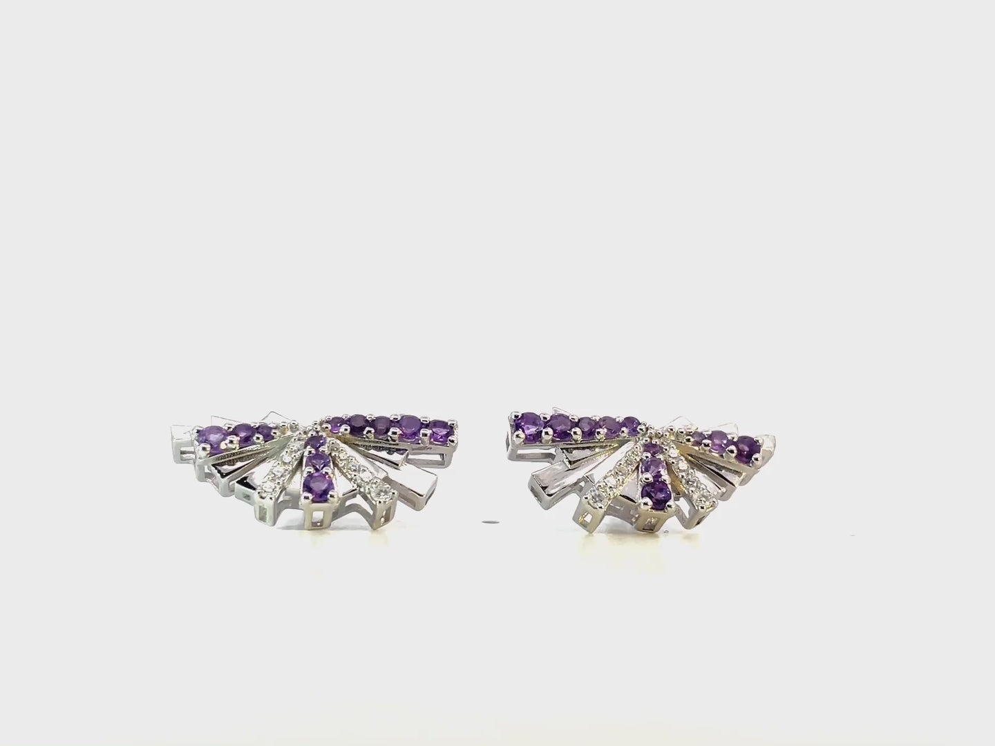 Amethyst Statement Split Moissanite Earrings- White