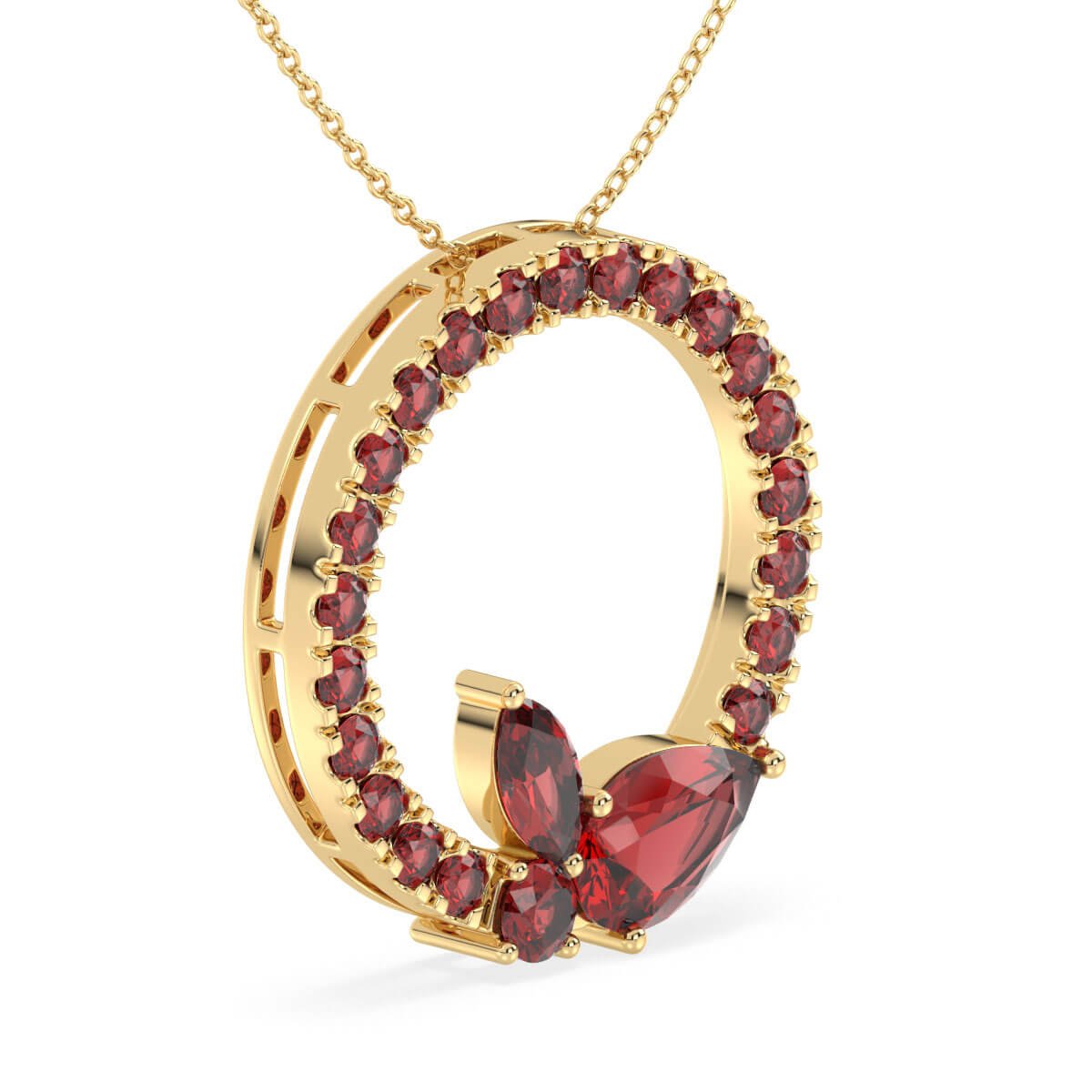 Circle Of Life Red Garnet Pendant - Yellow