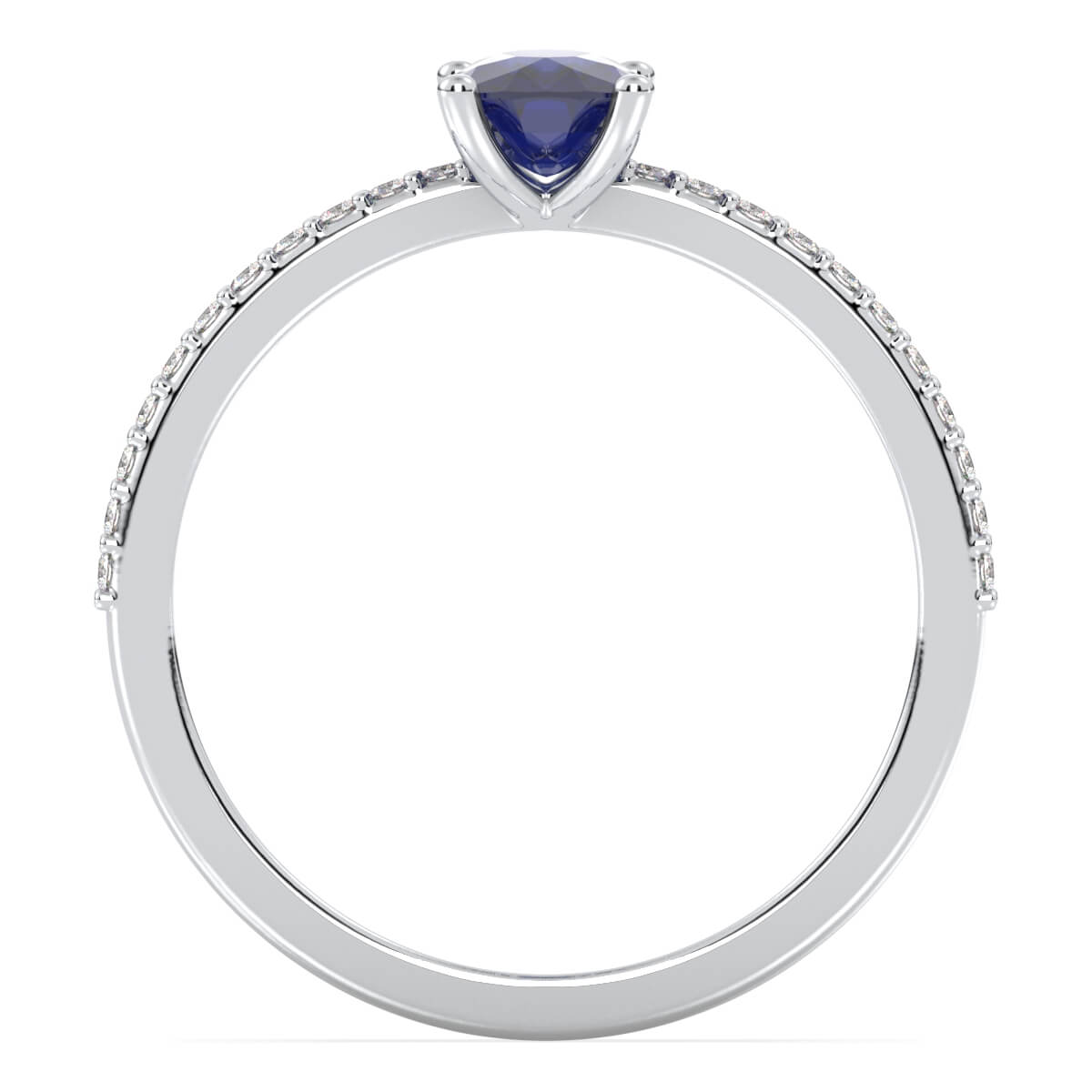 Classic Cushion Iolite Ring-White