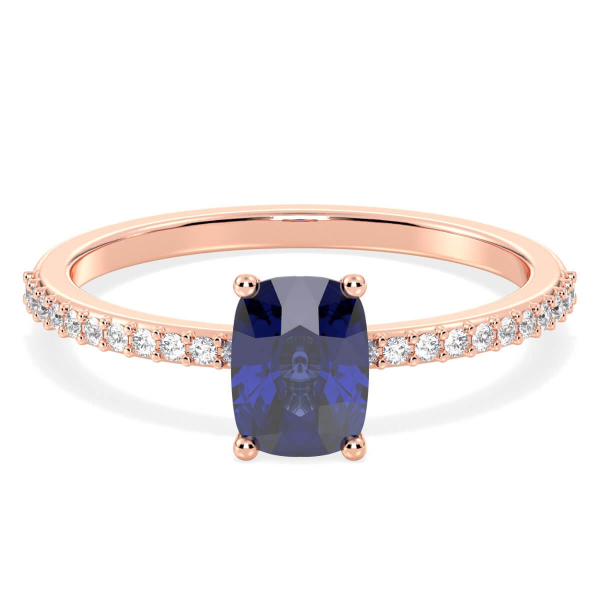 Classic Cushion Iolite Ring-Rose