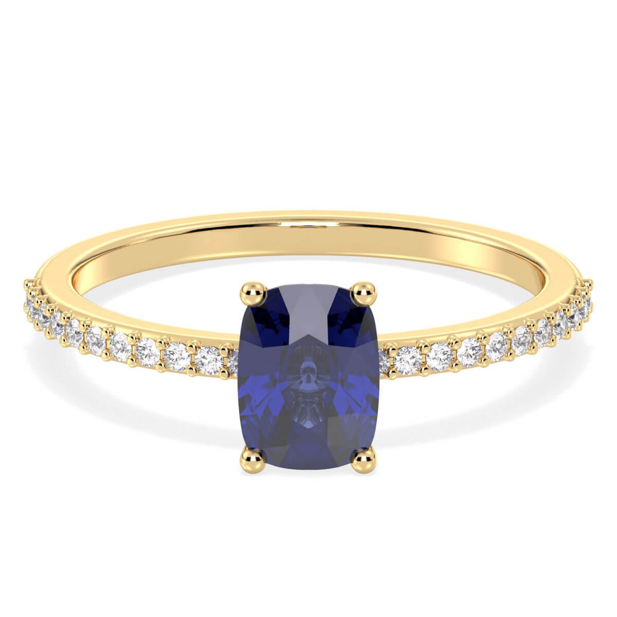 Classic Cushion Iolite Ring-Yellow