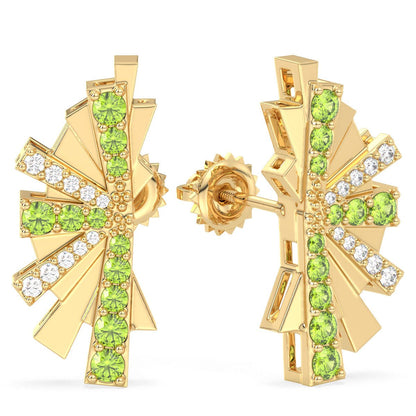 Peridot Statement Split Moissanite Earrings- Yellow