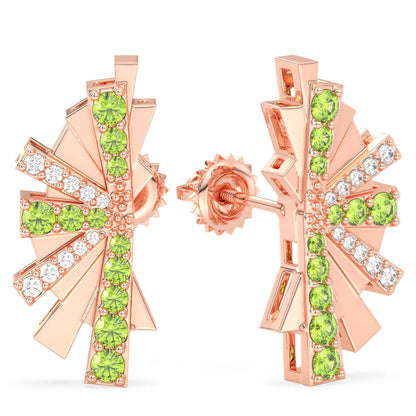 Peridot Statement Split Moissanite Earrings- Rose